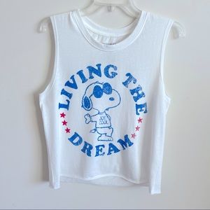 Peanuts Living The Dream Snoopy Cropped Tee Sz M